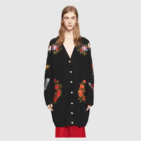 green gucci cardigan|gucci embroidered oversized cardigan.